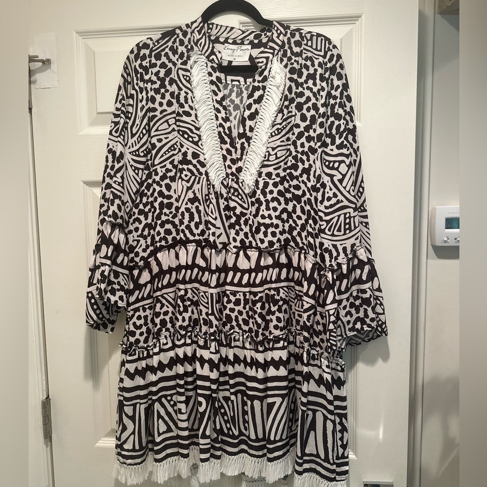 Kenneth Flowers black and white print dress